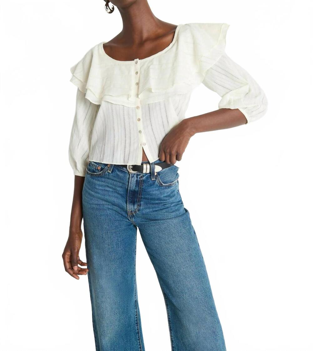 NEW NATION LTD sandra bishop sleeves blouse in porcelain